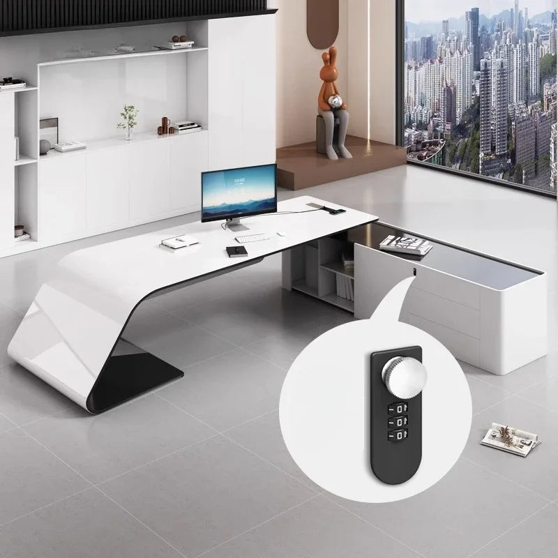 Asthetic Executive Luxury Desk Manager L Shaped Modern Designer Computer Table Organizer Workstation Escritorio Office Furniture