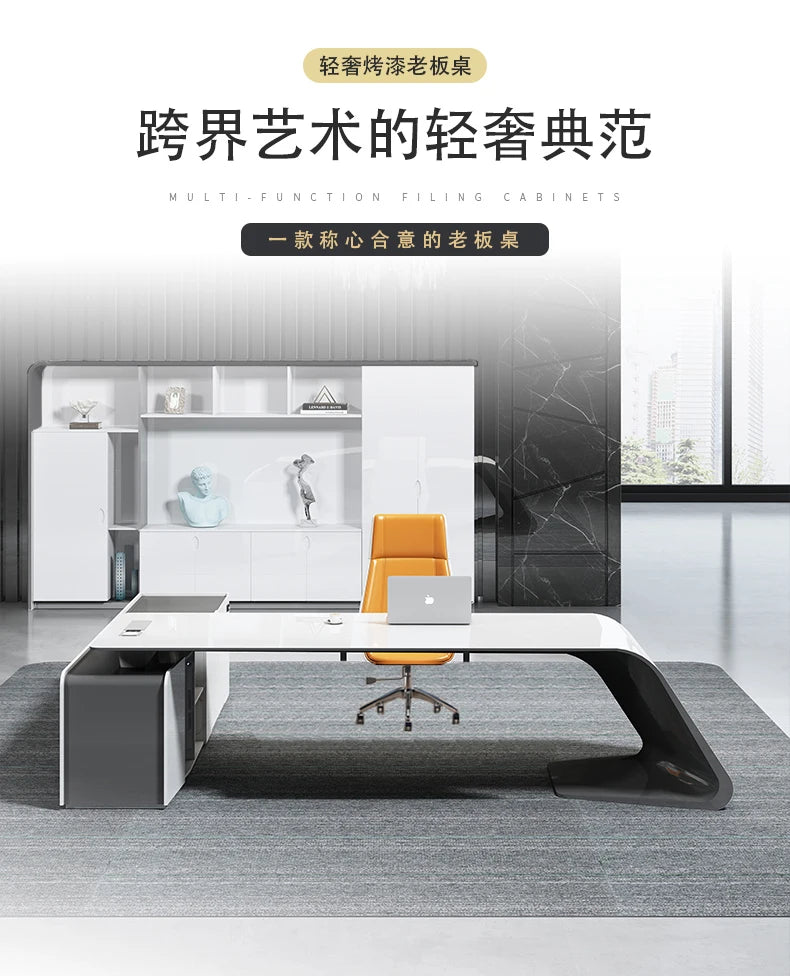 Light Luxury High-end Designer Office Desk Fashionable High-end Modern Simple European Japanese Luxury Office Desk Furniture
