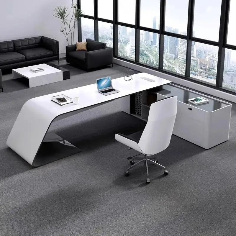 Long Luxury A Desk Design Modern Stationery Furniture Offices Multifunctional Display Minimalist Storage Trendy Mesas Escritorio