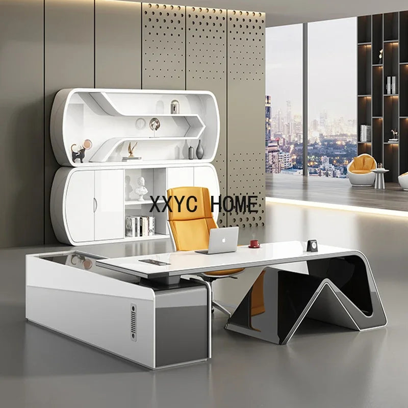 Boss, president, simple modern big desk, manager's supervisor's desk, office  and chair combination, abnormity