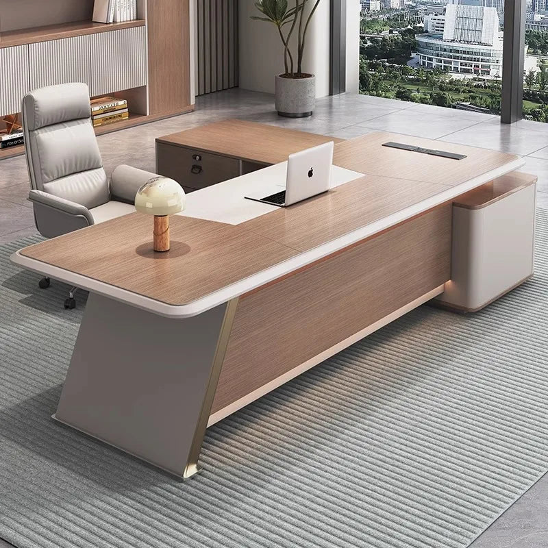 (VIP2) High-end light luxury desk boss desk simple modern paint large desk president desk manager desk and chair combination