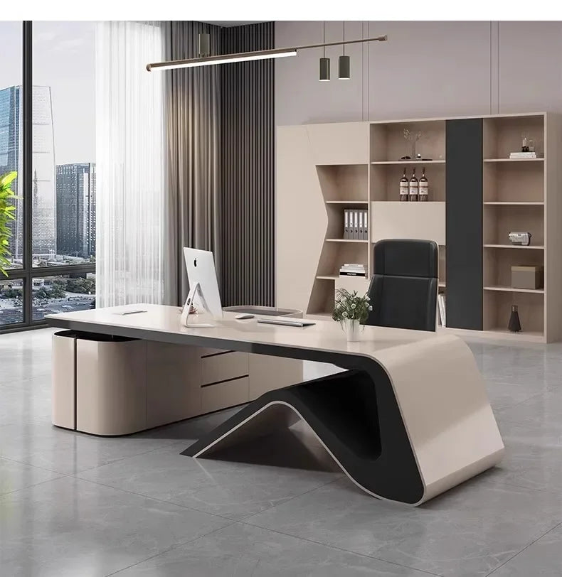 L Shaped Office Desk Sets Boss Modern Light Luxury Cabinet Chairs Computer Designerescritorios Gaming Study Table Furniture