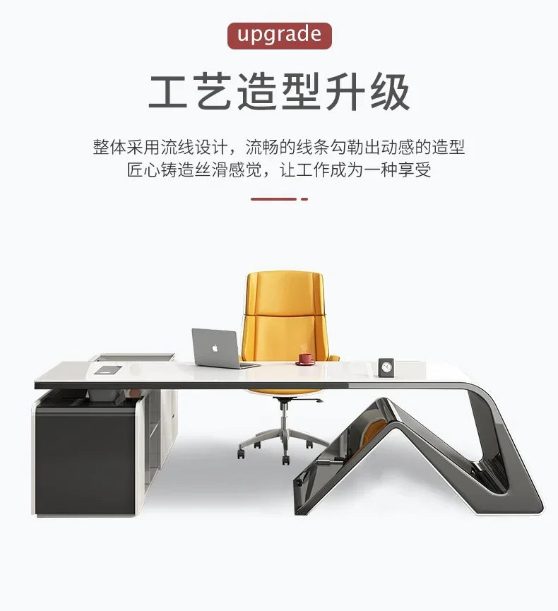 Boss, president, simple modern big desk, manager's supervisor's desk, office  and chair combination, abnormity