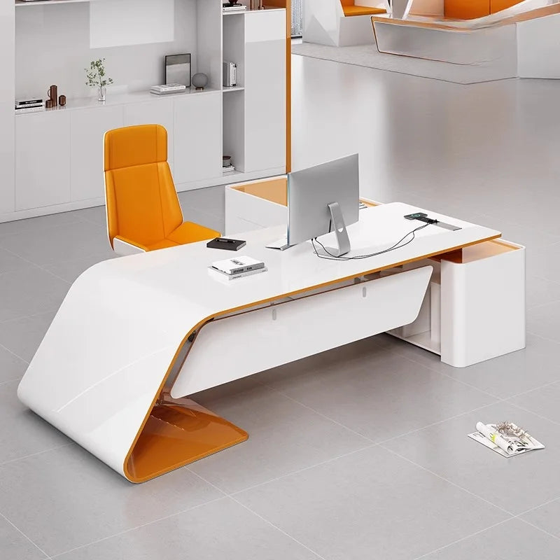 Aesthetic Executive Luxury Desk, Manager L Shaped Modern, Designer Computer Table Organizer Workstation Escritorio Design
